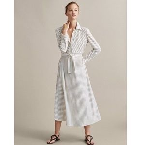 Massimo Dutti - White Striped Maxi Dress with belt | Size: Small